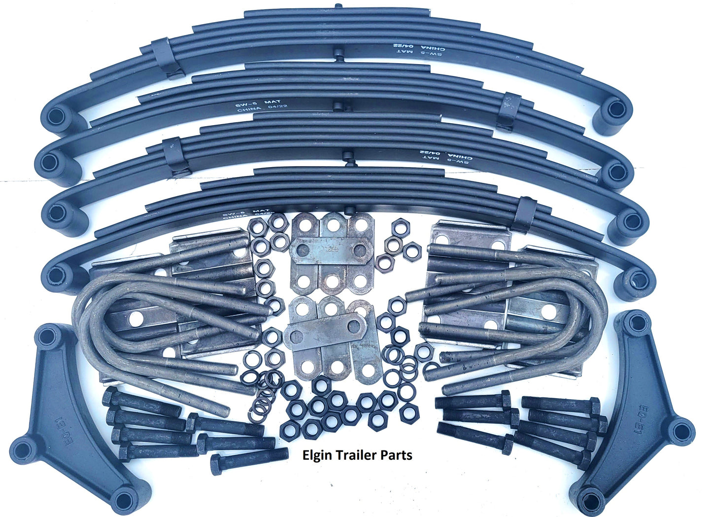 Trailer leaf spring kit for tandem 10k - 12k with u-bolts and Equalizers 3" axle