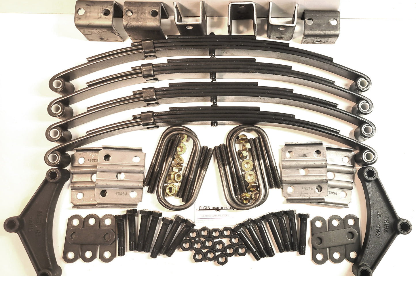 Trailer leaf spring and hanger kit for 7k 7,000 lb tandem (4) 1750 lb springs